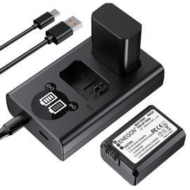 ENEGON NP-FW50 Battery (2-Pack,1300mAh) and Dual Charger for Sony ZV-E10, Alpha A6000, A6300, A6400, A6500, a5000, a5100, A7, A7II, A7RII, A7SII, A7S, A7S2, A7R, A7R2, A55, RX10 II III Camera