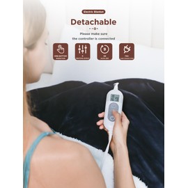 Electric Blanket Heated Throw,Double-Sided Flannel＆Sherpa Electric Throw with1-9 hrs Timer Auto-Off & 8 Heating Levels,ETL Certification,Machine Washable,Heated Protection Ultra Soft Warm