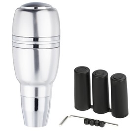 Arenbel Automatic Shifter Knob Push Button Gear Head Aluminum Car Shift Lever Handle Fit Most Manual Auto Vehicles, Silver