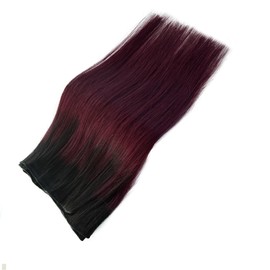 Smavida Sew In Hair Extensions Real Human Hair Ombre Burgundy Hair Extensions Straight Human Hair Bundles Color 99J Burgundy Mixed Black Hair Double Weft Hair Extensions Human Hair for Women 20 Inch