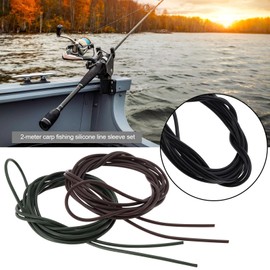 Micro Traders 6PCS 2 Meter Silicone Rubber Heat Shrink Tubes for Carp Fishing Anti-Tangle Rig Bait Fishing Tackle in 3 Colours for Carp Fishing Hair Rigs, Green, Brown, Black