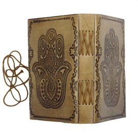 Leather Notebook - Light Brown - Sketchbook - Diary - Fatima's Hand - Hamsa