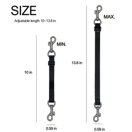 Dog Collar Safety Clip, Prong Collar Backup Clips with Dual Clasps,Double Ended Backup Clasp,Harness Collar Connectors (BLK, 10~13.8")