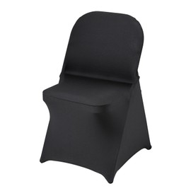 Happybuy Stretch Spandex Folding Chair Covers, Universal Fitted Slipcovers, Removable Washable Protective, for Wedding, Party, Banquet, Dining, 50PCS Black