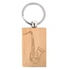 keepdrum Wooden Saxophone Keyring Rectangle Gift for Musicians, natural, Unit