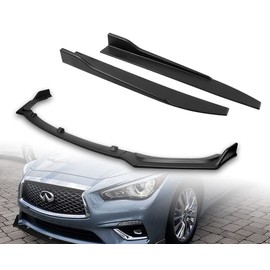 HYPERSPEED Front Bumper Spoiler Lip + Side Skirt Extension Rocker Panel Splitter Diffuser ABS Fit for 2018 2019 2020 2021 Infiniti Q50 Base/Premium, Car Mods Accessories (Matte Black, 31" x 4", 5PCS)