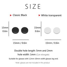 SooGree 16 pares de retenedores de anteojos de silicona, soportes antideslizantes para patillas, Negro y Transparente, Circular