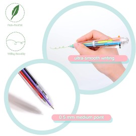 Mluchee 100 Pack Multicolor Pens All In One 6-in-1, Party Favors Back to School Pens, Bulk Fun Pens for Adults Student Gifts, Retractable Rainbow Cool Color Ballpoint Pens Thanksgiving Christmas Gifts