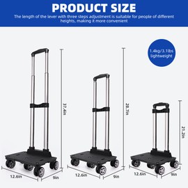 Backpack Trolley, Wheeled Folding Luggage Travel Cart Aluminum -Roller Carrier for Backpack/Schoolbag/Boxes(5 Wheels Detachable)