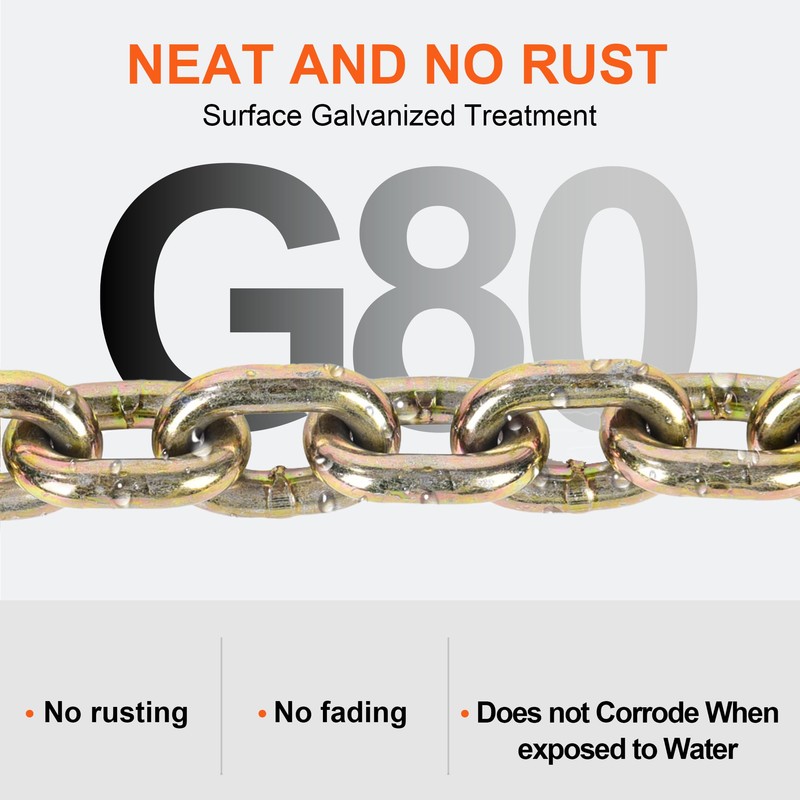 AAINHeavy Duty Chain 3/8" x 20" G80 Tow Chains with
