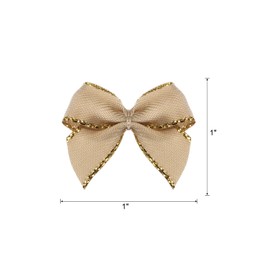 MECCANIXITY 80pcs Mini Gold Edge Ribbon Bows - 1" Fabric Satin Ribbons for Craft, DIY, Hair, Sewing, Wedding, Birthday Party - Brown