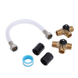 RV Water Heater by Pass Kit, 12 Inch Reinforced Hose and 1/2 NPT Brass Tee Valves Pipe Fittings Kit with Sealing Tape, Winterizing Made Easy