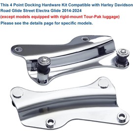 WATERWICH 4 Point Docking Hardware Kit Compatible with Harley Davidson Street Electra Glide Road King Glide 2014 2015 2016 2017 2018 2019 2020 2021 2022 2023 2024(Chrome)