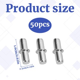 Shelf Support Pegs, 50 Pcs Cupboard Shelf Pegs, 5mm Shelf Pins, Shelf Supports for Cabinet Wardrobe Bookcase Kitchen Office Glass Shelf Holder Replacement