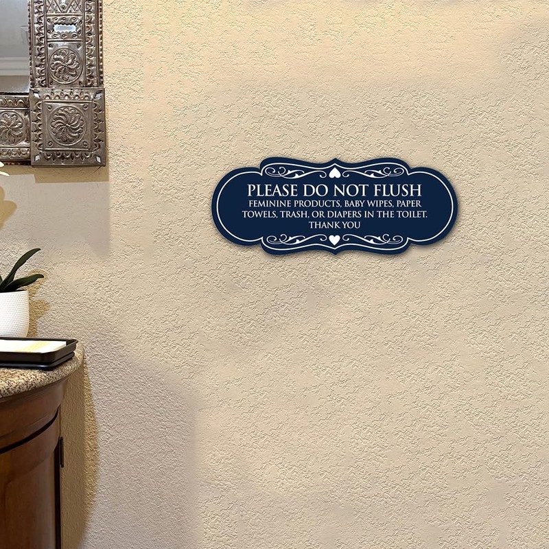 Signs ByLITA Designer Please Do Not Flush Etiqutte Sign(Brushed Gold)