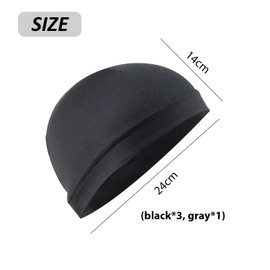 SLEEKEE 4 Piece Headwear, Soft Sports Hat, Elastic Hood, Windproof Hood, Cycling Hat, Summer Hat, Bicycle and Motorcycle Hat, Hat (Black, Dark Grey), black