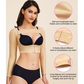 KUMAYES Women's Arm Shaper Upper Arms Slim Shaper Figure Shapewear Post Surgical Compression Corset Top (Beige, L)