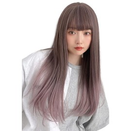 Bright Lara hf1423x-KU Full Wig, Long Straight Semi-Long Wig, One Curl