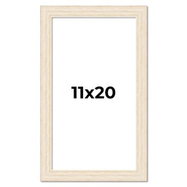 11x20 Frame Distressed/Aged White Washed Complete Wood Picture Frame with UV Acrylic Plexiglass, Foam Board Backing and Hardware Included