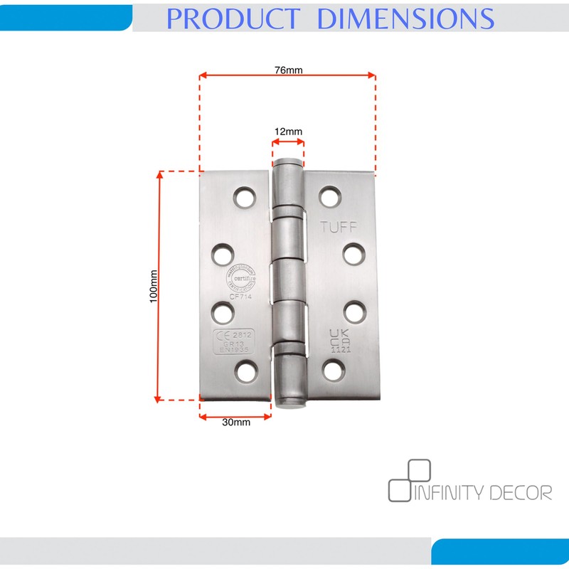 Door Hinges FIRE Rated 4’’x 3’’ Ball Bearing CE13 Grade