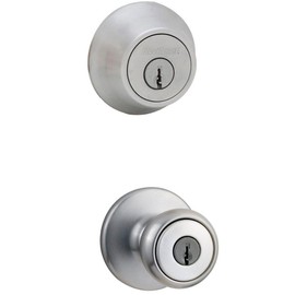 Kwikset 695 Tylo Entry Knob and Double Cylinder Deadbolt Combo Pack in Satin Chrome