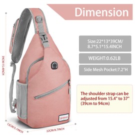 ZOMAKE Sling Bag for Women Men:Small Crossbody Sling Backpack - Mini Water Resistant Shoulder Bag Anti Thief Chest Bag Daypack for Travel Hiking Outdoor Sports Pink(new)