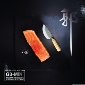 Jende Master Kuo G3 Taiwán - Mini cuchillo de pescado con 3 capas de acero inoxidable laminado y RC 60