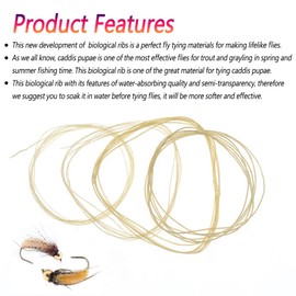 Greatfishing 5 Size Fly Tying Biological Rib Line for Nymph Caddis Pupae Grayling&Trout Fly Fishing Body Rib Grayling Trout Fishing Lures Baits Fly Tying Material