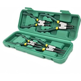 Mautopily Professional 4-Piece Snap Ring Pliers Set - Straight & Curved Long Nose Pliers for Inner and Outer Rings - High Quality Hand Pliers for Clamp Rings - Ideal for Workshop and Industry