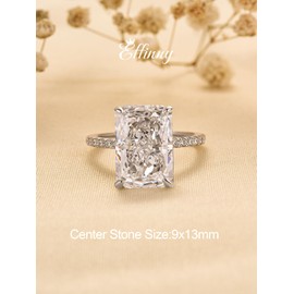 Effinny 3.5/7.0ct Radiant Cut Engagement Ring,Simulated Diamond White Sapphire Promise Ring for Women in 925 Sterling Silver, Sterling Silver, Cubic Zirconia