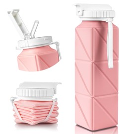 COCTN Collapsible Travel Water Bottles, Food Grade BPA Free Silicone Foldable Water Bottle, Leakproof Portable Expandable Water Bottles for Traveling, Camping, Hiking, Cycling & Sports Outdoor 620ml