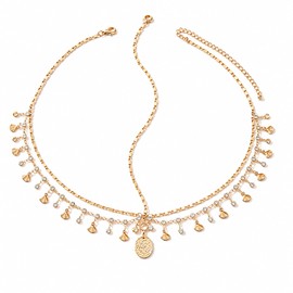 Thfaeyta 1Pcs Gold Rhinestone Headchain, Boho Hair Jewellery for Women, Adjustable Metal Headpiece for Wedding Festival Party Costume Accessories
