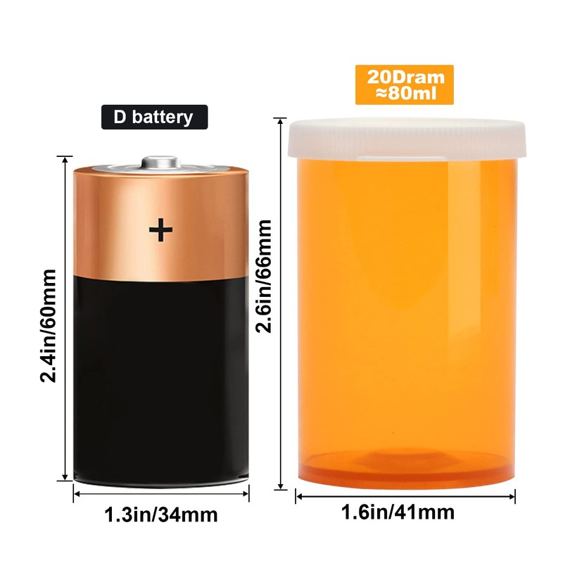 Empty Plastic Pill Bottles with Easy Open Snap Caps (Not