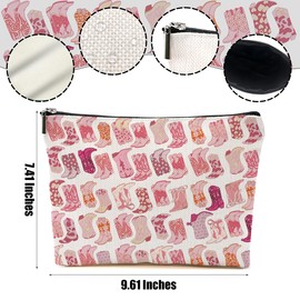 DHKG 2pcs Western Makeup Bag Western Gifts for Women Cosmetic Bag Cowgirl Gifts for Women, Girls Sister, Pink Boots Cowboy Boots Gift Christmas Birthday Gift, Cowgirl Stuff