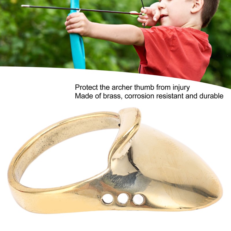 Brass Archery Thumb Ring Portable Finger Protector with Anti Lost