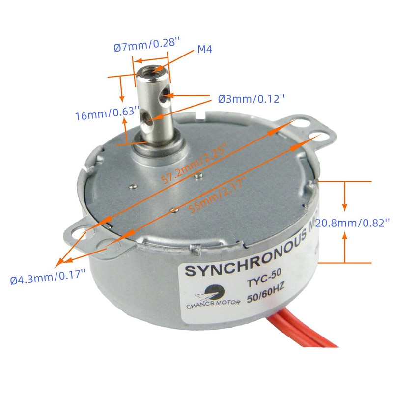 CHANCS TYC-50 Synchronous Motor 110V AC 29/35RPM CW/CCW Gear Motor