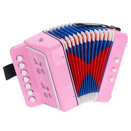 MECCANIXITY Accordion 10 Keys Button Accordion Mini Musical Instrument Gifts for Adults Beginners Educational, Light Pink