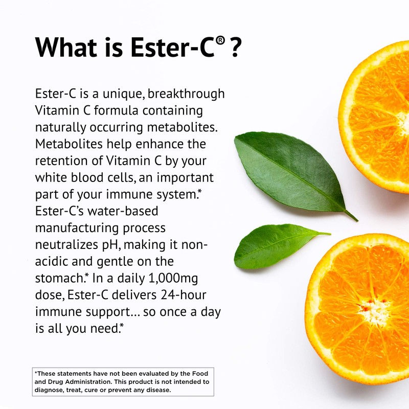 Ester-C with Citrus Bioflavonoids Capsules - 24-Hour Immune Support, Gentle