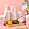 Elyxio 100Pcs Floral Paper Cups Pink Flowers Paper Cups 9oz