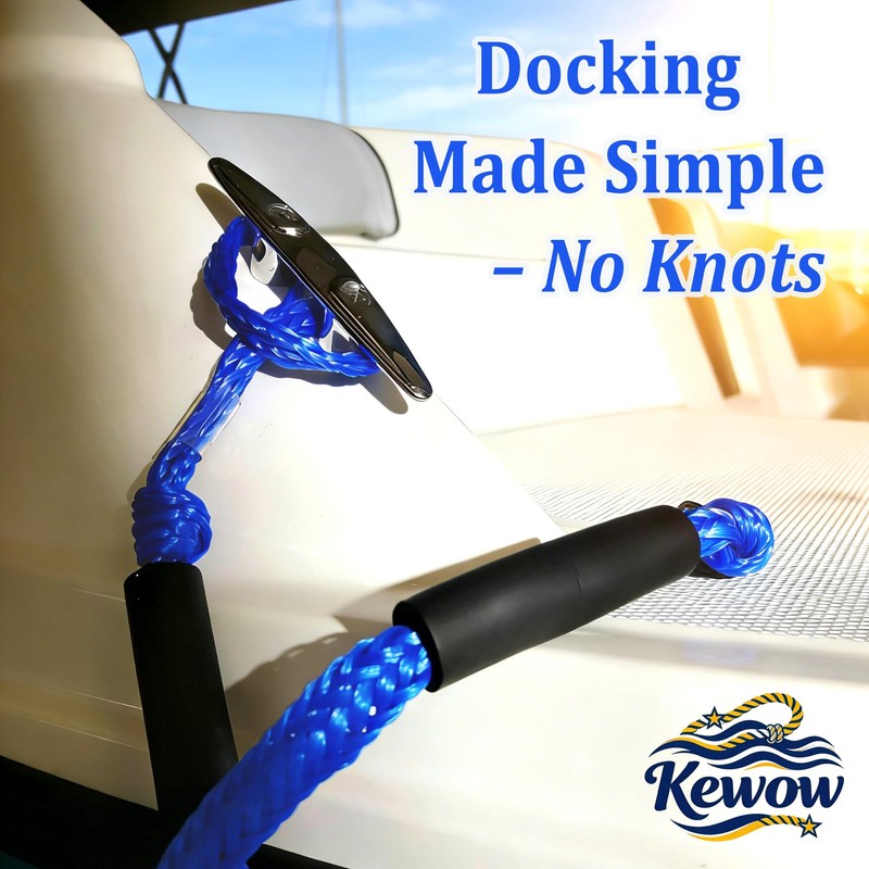 Boat Docking Lines with Clip- 2ft Shock Absorbing Boating Mooring