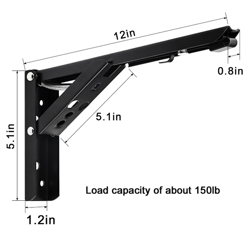 12 Inch Folding Shelf Hinges,90 Degree Shelf Bracket Hinge,Fold Down