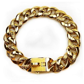Arneses de Seguridad Collar de Perro Grande de Acero Inoxidable de 32 mm Correa Cadena de Oro Bulldog Pitbull de Gran Calidad-Collar de 32 mm_XL 32...