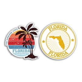 2 x 10cm Tall Florida Vinyl Stickers - America USA Beach Holiday Palm Trees Travel Gift #78546