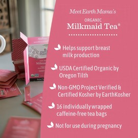 Organic Milkmaid Tea by Earth Mama | Supports Healthy Breastmilk Production and Lactation, Herbal Breastfeeding Tea Supplement, 16 Teabags per Box (6-Pack)