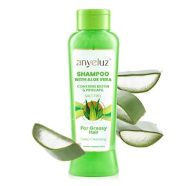 ANYELUZ Aloe Vera Hair Shampoo, Deep-Cleansing Scalp Cleanser, Biotin Strengthening Formula, Grease Control, Salt Paraben-Free Haircare