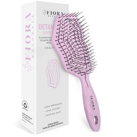 Fiora Naturals Cepillo Desenredante para el Cabello, 100% Respetuoso con el Medio Ambiente, Cepillo Desenredante con Cerdas Ultrasuaves, se desliza a través de enredos con facilidad, para Cabello Rizado, Liso, Mujeres, Hombres, Niños, Niños Pequeños, Húmedo y Seco