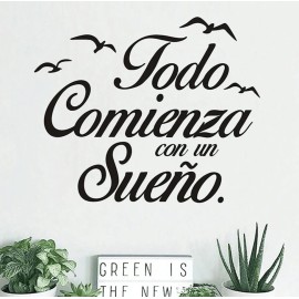 Decor Todo Comienza con un Sueno. Wall Decor / Home Decor / Art Decal Words