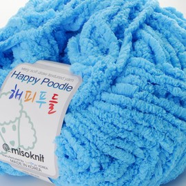 [Misoknit] Happy Poodle, Soft and Luxurious Knitting Yarn Set, Various Color, Easy Care Knit Yarn, Chunky Chenille Yarn, Made in Korea, 2.82 oz (Sky Blue/Puce Pink/Light Beige/Light Gray)