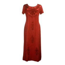 Agan Traders Women's 2025 Spring Sleeveless Maxi Dress for Women - Short Sleeve Embroidered Long Sun Dress Gown (1024 DR, M, BRD)