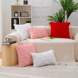 All Smiles All Smiles Valentines Day Throw Pillow Covers 18x18 Set of 2 Pink Heart Love Cute Couch Decor Home Decoration Farmhouse Anniversary Wedding Cushion Cover for Gift Bed Sofa